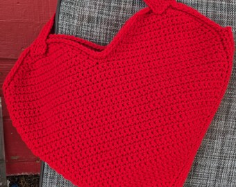Handmade Crochet Heart Purse/Tote Bag