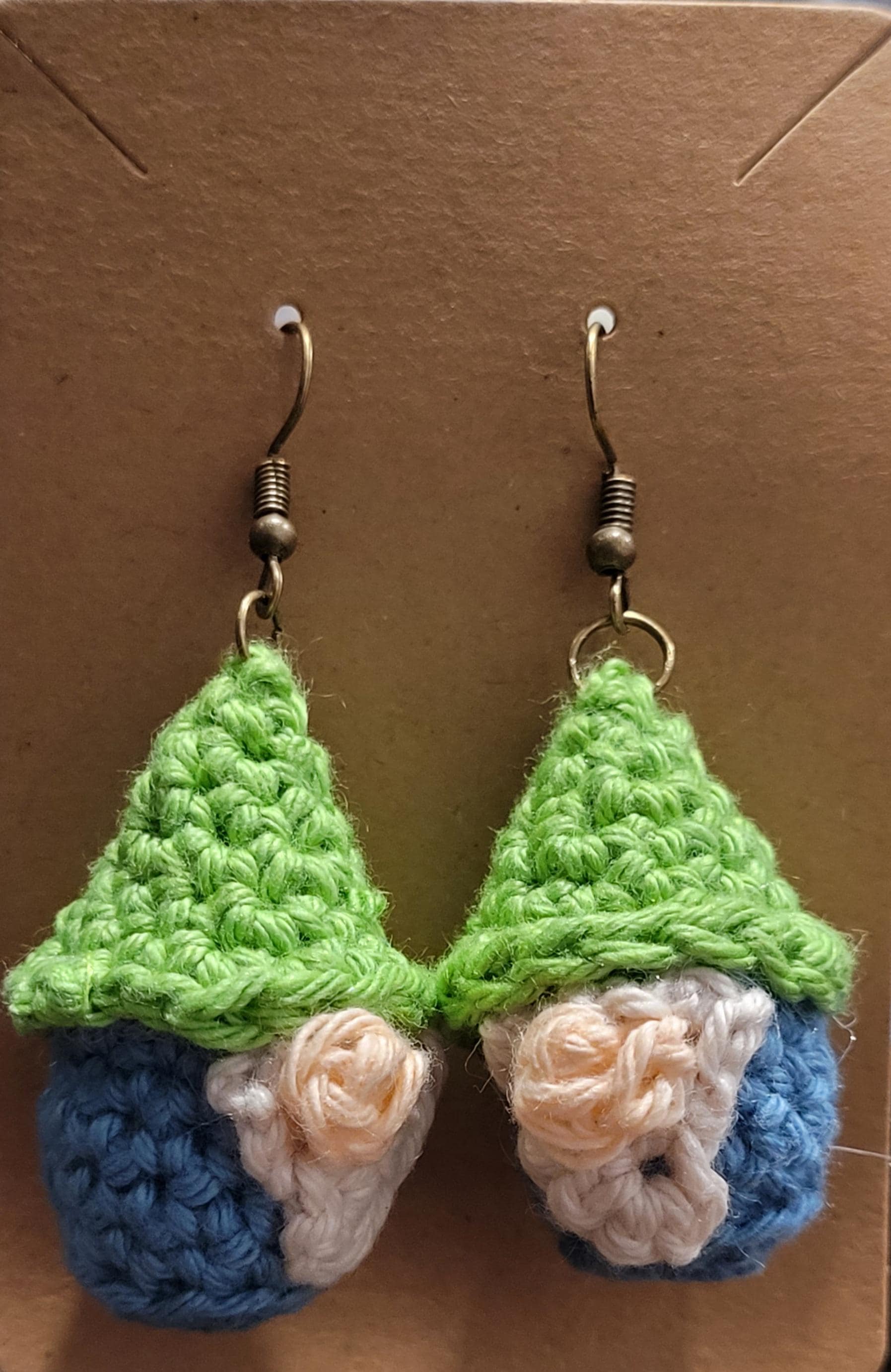 Handmade Crochet Gnome Earrings