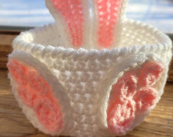 Handmade Crochet Bunny Easter Basket