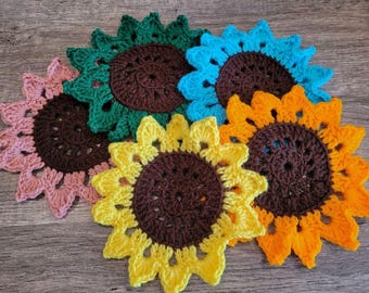 Handmade Crochet Sunflower Coaster