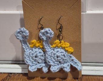 Handmade Crochet Dinosaur Earrings