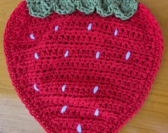 Handmade Crochet Strawberry Hotpad/Pot Holder