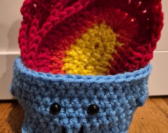 Handmade Crochet Dumpster Fire Coaster Set