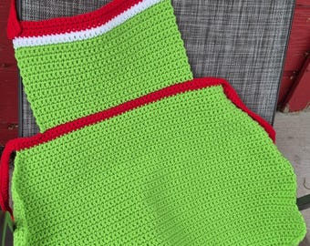 Handmade Crochet Christmas Apron