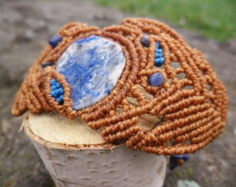 Orange macrame bracelet with Sodalite