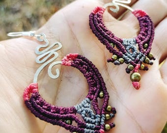 Macramè and alpaca earrings boho