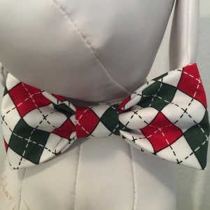 CHRISTMAS ARGYLE / Bow Tie, Flower, or Bandana Collar Attachment & Accessory for Dogs and Cats