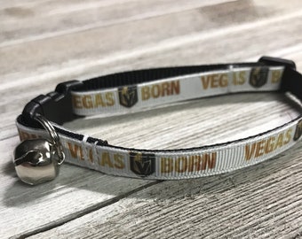 Las Vegas GOLDEN KNIGHTS / Ice Hockey NHL / Adjustable Nylon Webbing Ribbon Cat Collar