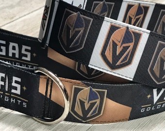 Las Vegas GOLDEN KNIGHTS  / NHL Ice Hockey / Adjustable Nylon Webbing Ribbon Dog Collar