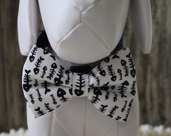 FISHBONES / Bow Tie, Flower or Bandana / Collar Attachment & Accessory for Dogs and Cats