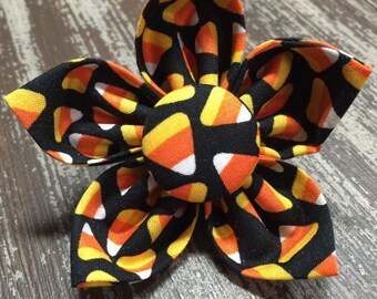HALLOWEEN CANDY CORN / Bow Tie, Flower, or Bandana Collar Attachment & Accessory for Dogs and Cats
