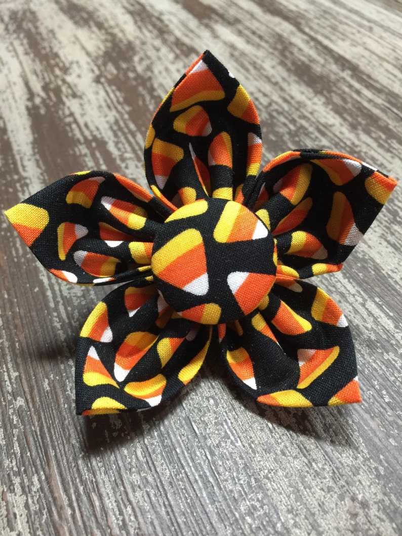HALLOWEEN CANDY CORN / Bow Tie, Flower, or Bandana Collar Attachment & Accessory for Dogs and Cats image 1