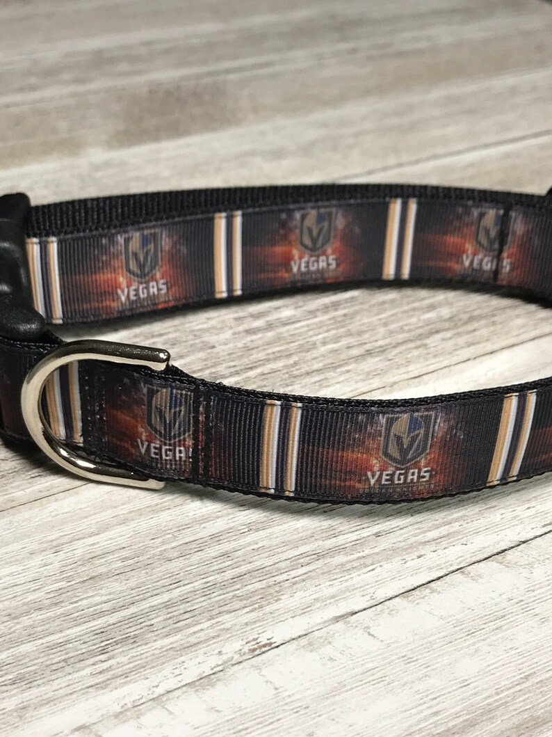 Las Vegas GOLDEN KNIGHTS / Adjustable Nylon Webbing Ribbon Dog Collar image 1