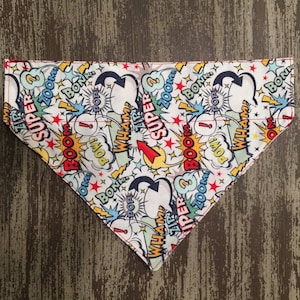 SUPERHERO CARTOON COMIC Book / Bow Tie, Flower, or Bandana Collar Attachment & Accessory for Dogs and Cats