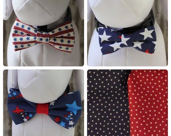 PATRIOTIC AMERICANA / Bow Tie, Flower, or Bandana Collar Attachment & Accessory for Dogs and Cats