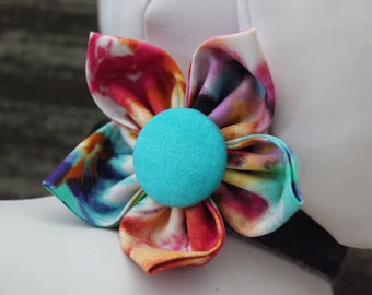 TIE DYE 70'S / Bow Tie, Flower or Bandana / Collar Attachment & Accessory for Dogs and Cats