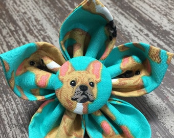FRENCH BULL DOG / Bow Tie, Flower or Bandana / Collar Attachment & Accessory for Dogs and Cats