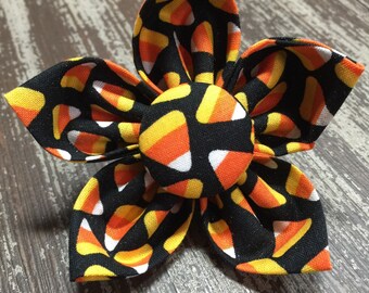 CANDY CORN HALLOWEEN / Bow Tie, Flower, or Bandana Collar Attachment & Accessory for Dogs and Cats