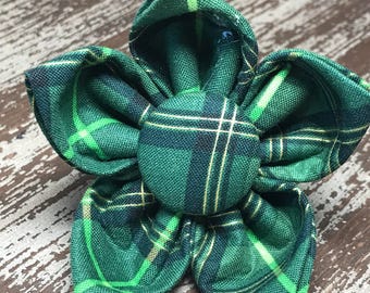 GREEN TARTAN / Collar Attachment & Accessory for Dogs and Cats