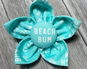 BEACH BUM / Bow Tie, Flower or Bandana / Collar Attachment & Accessory for Dogs and Cats