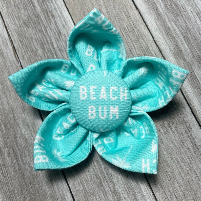 BEACH BUM / Bow Tie, Flower or Bandana / Collar Attachment & Accessory for Dogs and Cats image 1