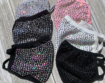 RHINESTONE FACE MASK | reusable | washable | mask cover | adult | preventative protection