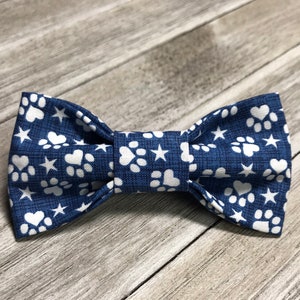 PAW PRINTS and STARS / Bow Tie, Flower, or Bandana Collar Attachment & Accessory for Dogs and Cats
