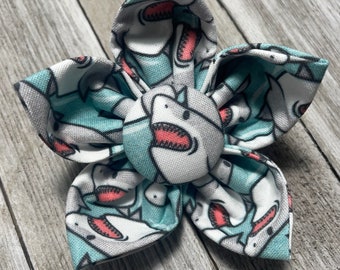 SHARK ATTACK / Bow Tie, Flower or Bandana / Collar Attachment & Accessory for Dogs and Cats