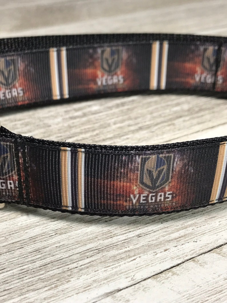 Las Vegas GOLDEN KNIGHTS / Adjustable Nylon Webbing Ribbon Dog Collar image 2