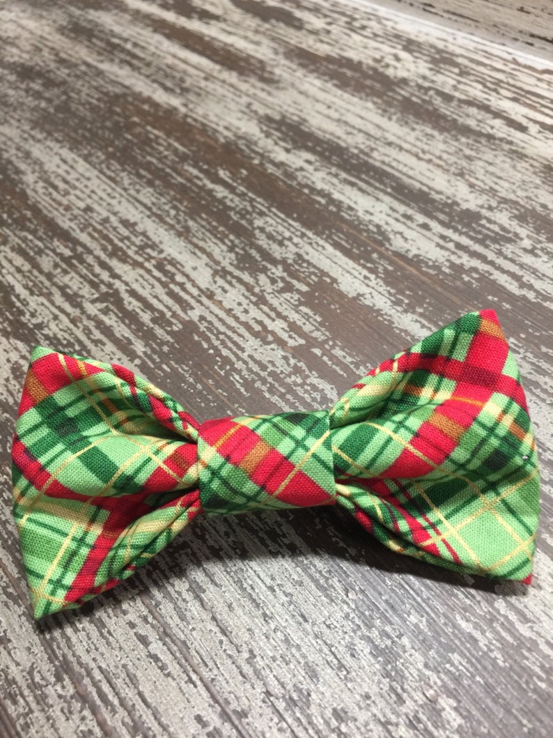 CHRISTMAS TARTAN / Bow Tie, Flower or Bandana / Collar Attachment & Accessory for Dogs and Cats image 1