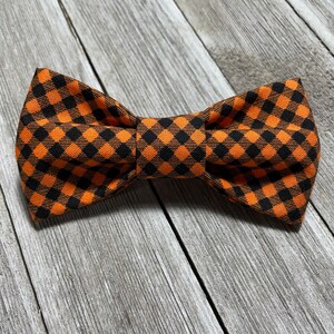 ORANGE BLACK TARTAN / Bow Tie, Flower, or Bandana Collar Attachment & Accessory for Dogs and Cats