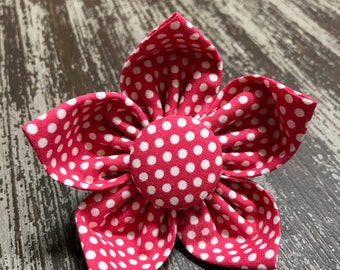 RED POLKA DOTS / Bow Tie, Flower, or Bandana Collar Attachment & Accessory for Dogs and Cats