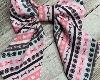 HEARTS and DOG BONES / Bow Tie, Flower or Bandana Collar Attachment & Accessory for Dogs and Cats
