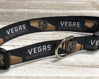 Las Vegas GOLDEN KNIGHTS / Ice Hockey NHL / Adjustable Nylon Webbing Ribbon Dog Collar