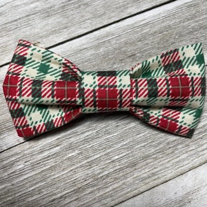 HOLIDAY PLAID / Bow Tie, Flower, or Bandana Collar Accessory for Dogs and Cats