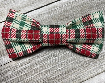 HOLIDAY PLAID / Bow Tie, Flower, or Bandana Collar Accessory for Dogs and Cats