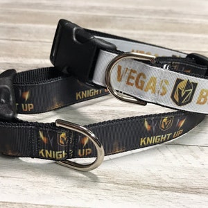 VEGAS Born / KNIGHT Up / Adjustable Nylon Webbing Ribbon Dog Collar image 1