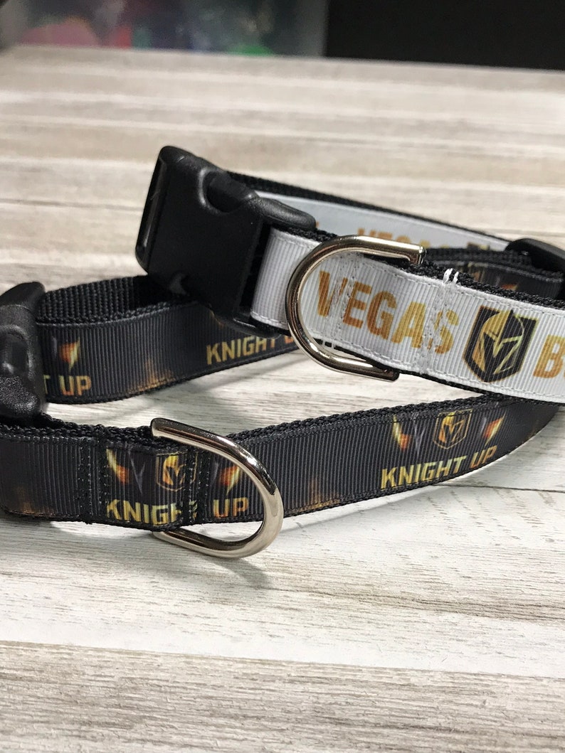 VEGAS Born / KNIGHT Up / Adjustable Nylon Webbing Ribbon Dog Collar image 1