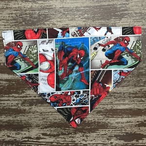 SUPERHERO COMIC SPIDERMAN / Bow Tie, Flower, or Bandana Collar Attachment & Accessory for Dogs and Cats