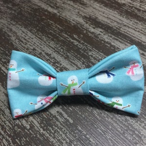 WINTER BLUE or Pink SNOWMEN / Bow Tie, Flower or Bandana / Collar Attachment & Accessory for Dogs and Cats