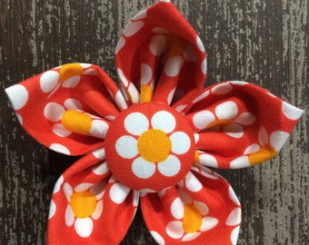 ORANGE DAISY / Bow Tie, Flower or Bandana / Collar Attachment & Accessory for Dogs and Cats