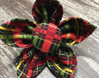 CHRISTMAS HOLIDAY TARTAN / Collar Attachment & Accessory for Dogs and Cats