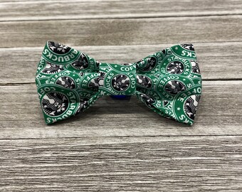 COFFEE LOVERS / Bow Tie, Flower or Bandana / Collar Attachment & Accessory for Dogs and Cats