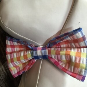 SPRING SEERSUCKER / Bow Tie, Flower or Bandana Collar Accessory for Dogs and Cats