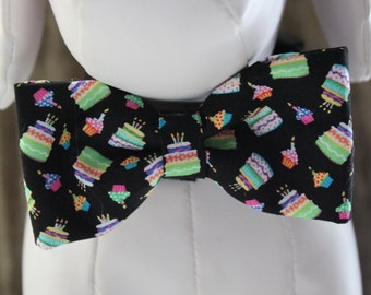 HAPPY BIRTHDAY / Bow Tie or Flower Collar Attachment & Accessory for Dogs and Cats