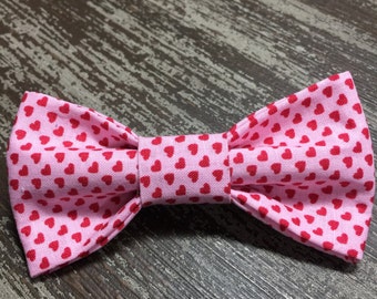 PINK HEARTS / Bow Tie, Flower or Bandana / Collar Attachment & Accessory for Dogs and Cats