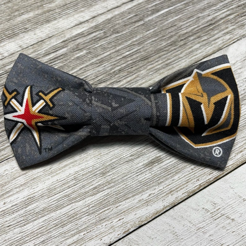 Las Vegas GOLDEN KNIGHTS / Ice Hockey NHL / Bow Tie, Flower, or Bandana Collar Attachment & Accessory for Dogs and Cats image 1