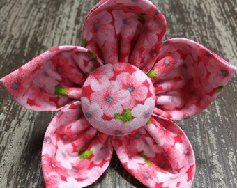 PINK FLORAL / Bow Tie, Flower, or Bandana Collar Attachment & Accessory for Dogs and Cats