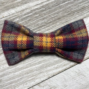 FALL FLANNEL TARTAN 3/ Bow Tie, Flower, or Bandana Collar Attachment & Accessory for Dogs and Cats