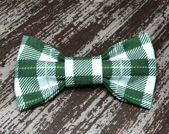 GREEN and WHITE TARTAN / Collar Attachment & Accessory for Dogs and Cats